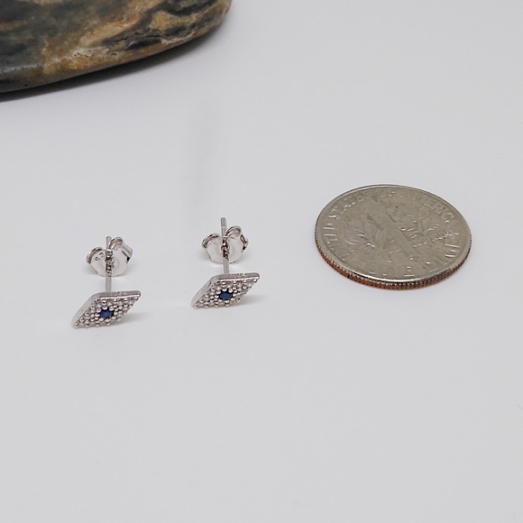 Mini CZ Evil Eye Stud Earrings | 925 Silver - Picture 5 of 6